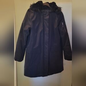 Bass Black Fur-Trimmed Winter Coat